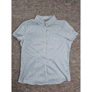 Light Blue Men's Short Sleeve Button Up Shirt - Size Small - Bird Print